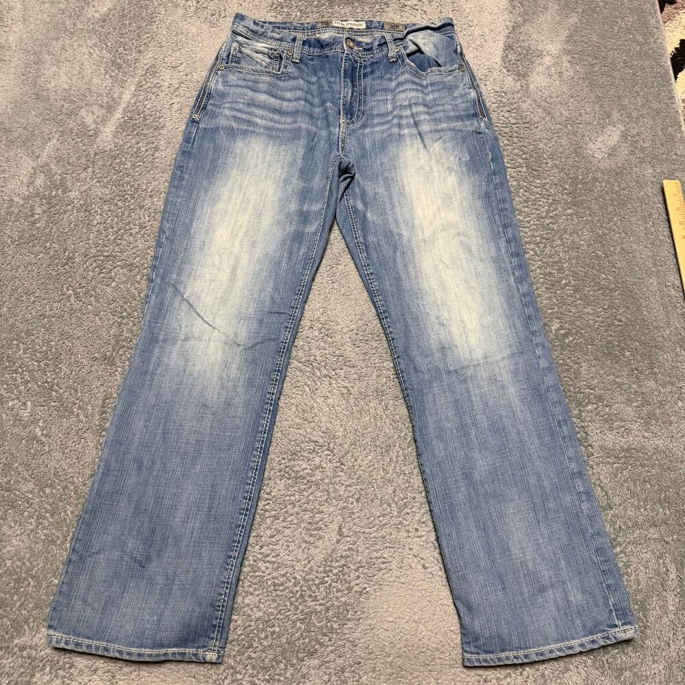 BKE Jeans Mens 32R (33x31) Tyler Straight Contrast Stitch able Denim Western